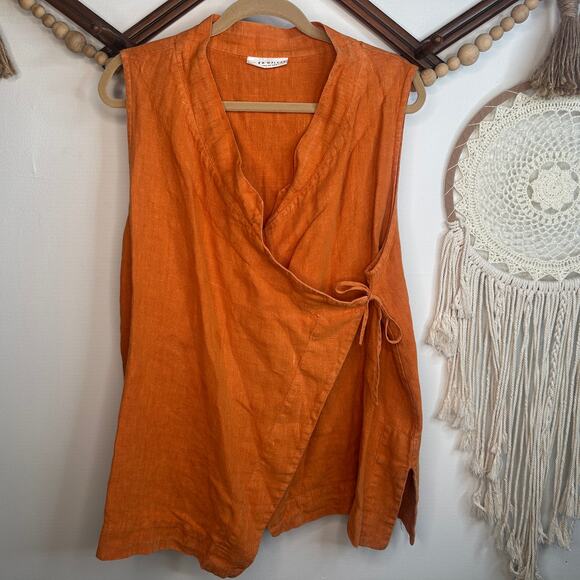 Bryn Walker Koryo Rust Linen Wrap  Top - Picture 1 of 6